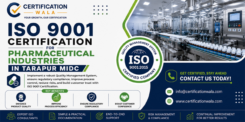 ISO 9001 Certification for Pharmaceutical Industries in Tarapur MIDC