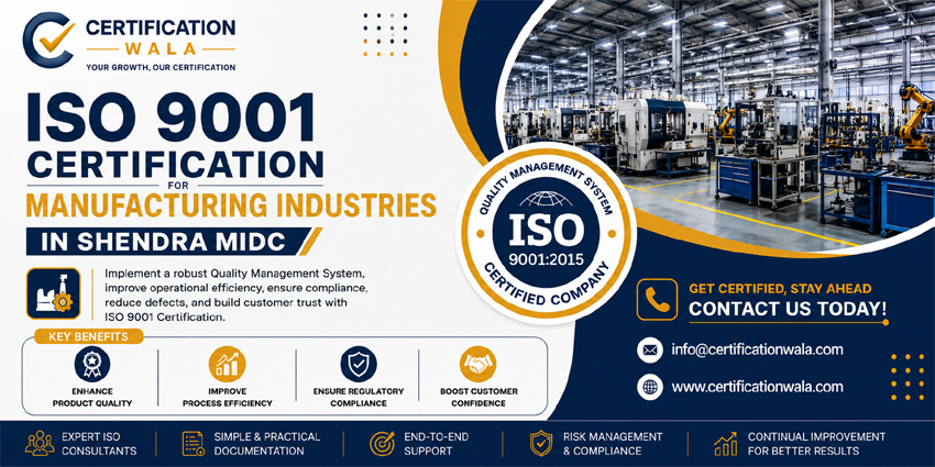 ISO 9001 Certification for Manufacturing Industries in Shendra MIDC