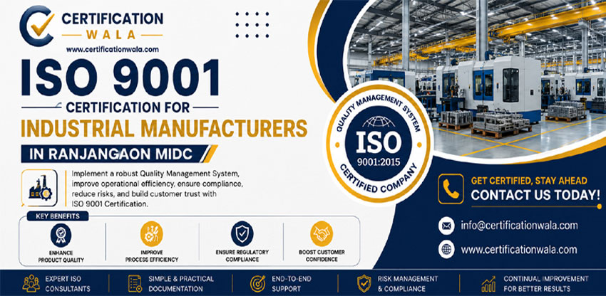 ISO 9001 Certification for Industrial Manufacturers in Ranjangaon MIDC